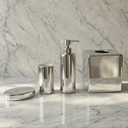 Vesso Silver Bathroom Accessories Set