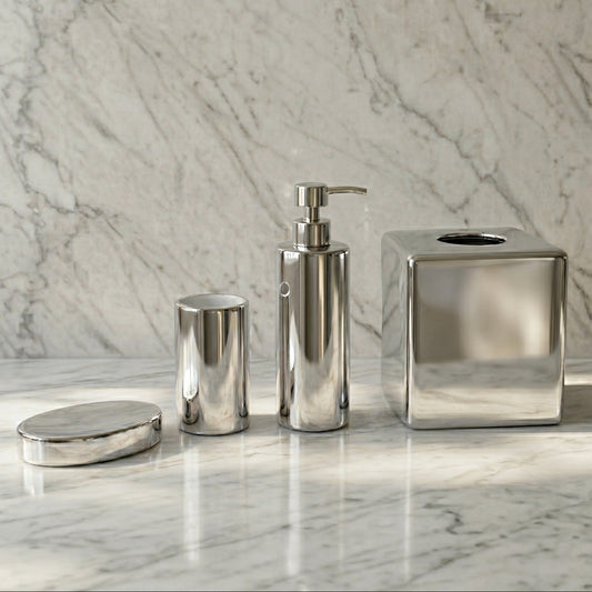 Vesso Silver Bathroom Accessories Set