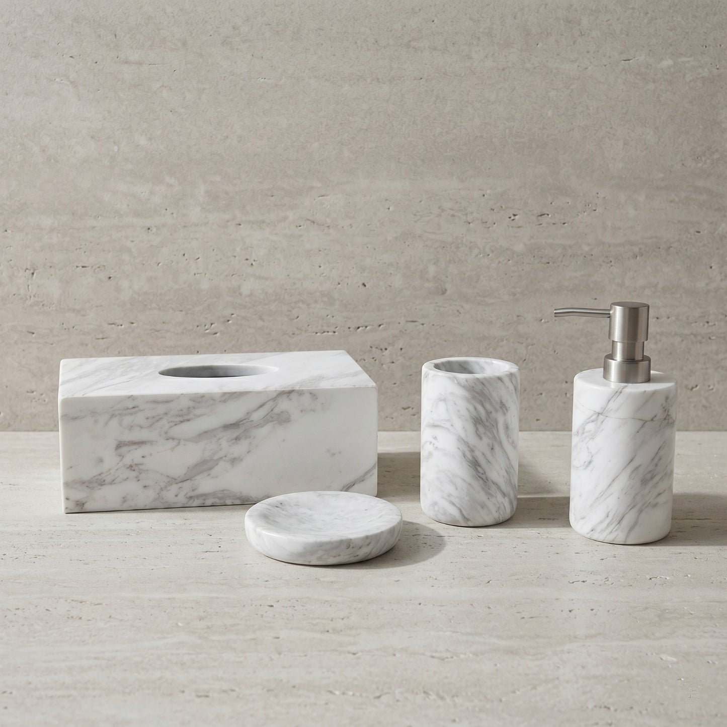 Tesso - 4 pcs Marble Bathroom Accessories Set