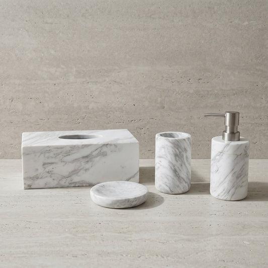 Tesso - 4 pcs Marble Bathroom Accessories Set